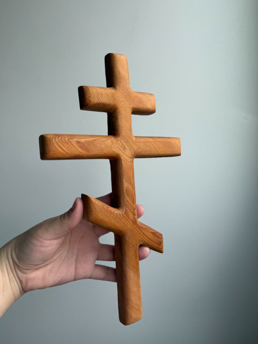 Wood Handmade 3 Bar 12" Eastern Orthodox Christian Crucifix Cross Wall Hanging